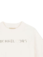 T-shirt crop per bambina Michael Kors Kids bianca con stampa logo - Rubino Kids