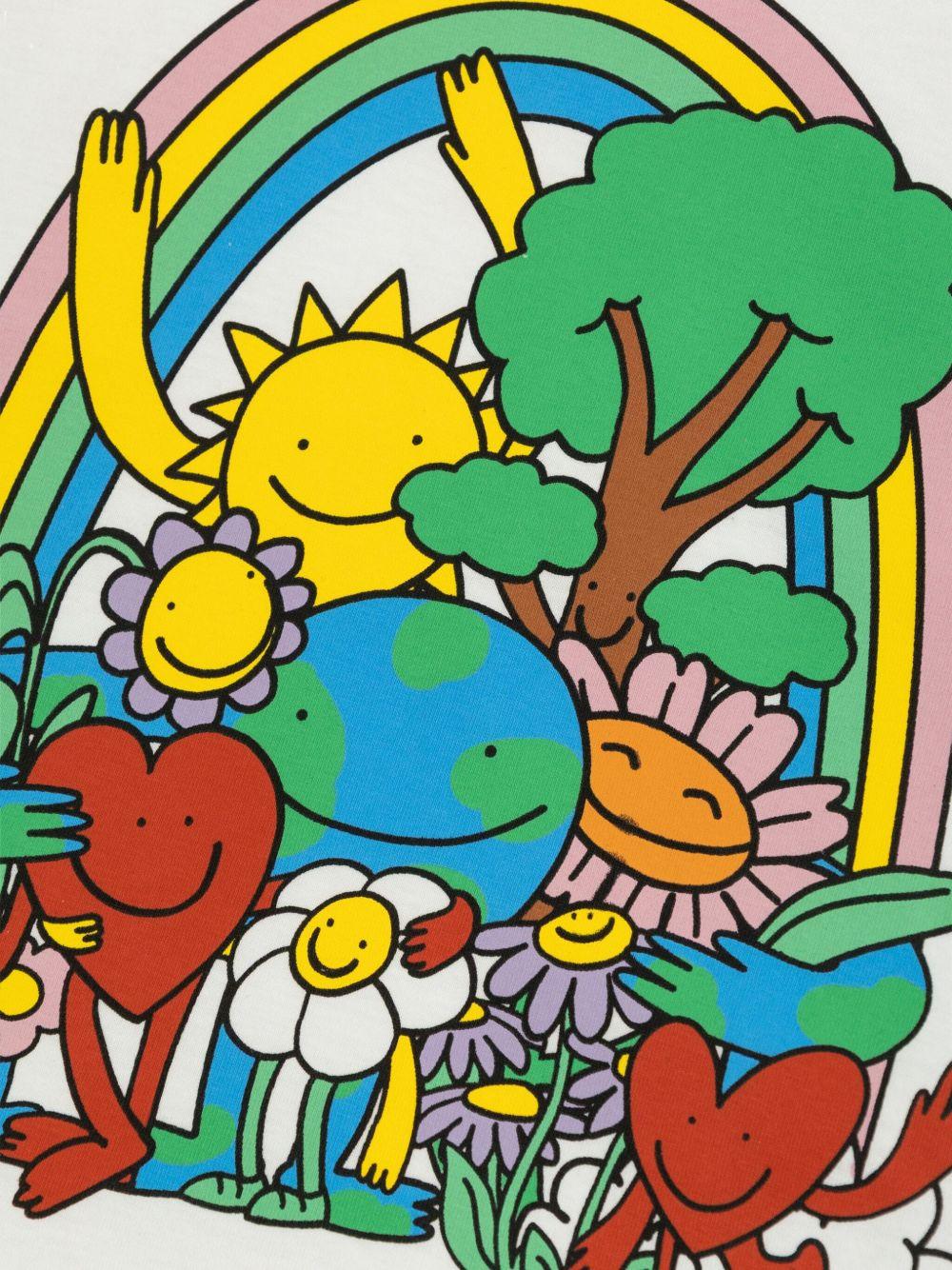 T-shirt crop per bambina Stella McCartney Kids bianco con stampa grafica - Rubino Kids