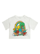 T-shirt crop per bambina Stella McCartney Kids bianco con stampa grafica - Rubino Kids