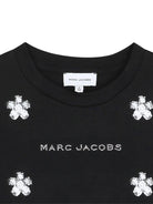 T-shirt crop per bambina The Marc Jacobs Kids nero con ricamo floreale - Rubino Kids
