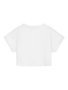T-shirt crop per bambina Versace Kids bianco con stampa logo - Rubino Kids