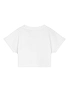 T-shirt crop per bambina Versace Kids bianco con stampa logo - Rubino Kids
