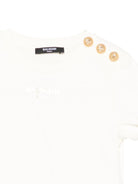 T-shirt da bambina Balmain Kids bianca con bottoni - Rubino Kids