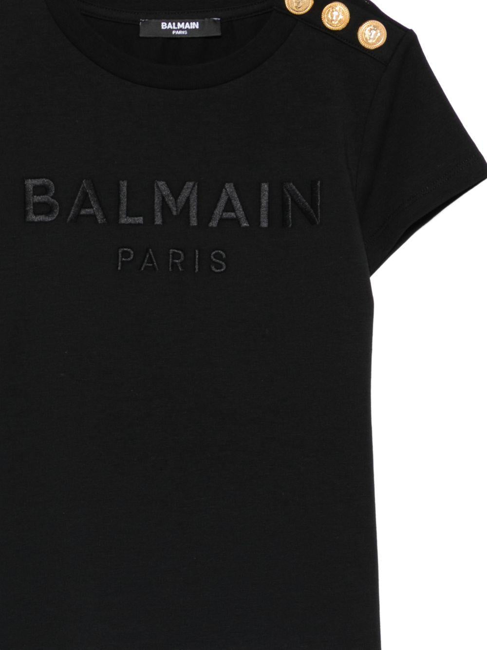 T-shirt da bambina Balmain Kids nera con bottoni - Rubino Kids