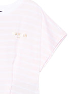 T-shirt da bambina Balmain Kids rosa con motivo a righe - Rubino Kids