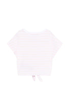T-shirt da bambina Balmain Kids rosa con motivo a righe - Rubino Kids