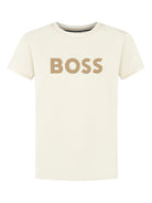 T-shirt da bambino Boss Kids bianca con stampa logo - Rubino Kids
