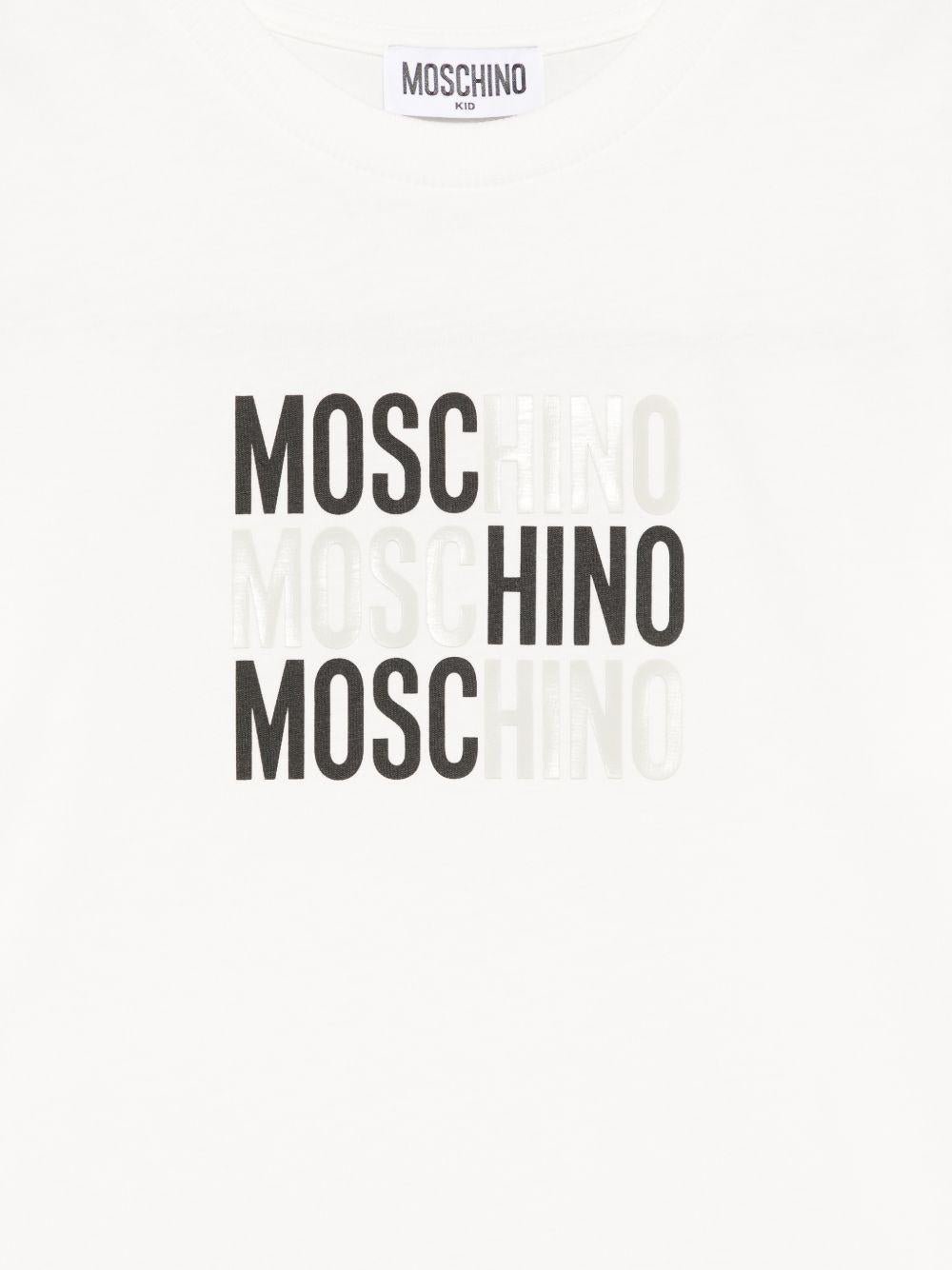T-shirt da bambino Moschino Kids bianca con stampa logo - Rubino Kids