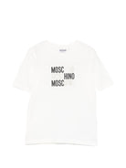 T-shirt da bambino Moschino Kids bianca con stampa logo - Rubino Kids