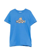 T-shirt da bambino Moschino Kids blu con stampa logo - Rubino Kids
