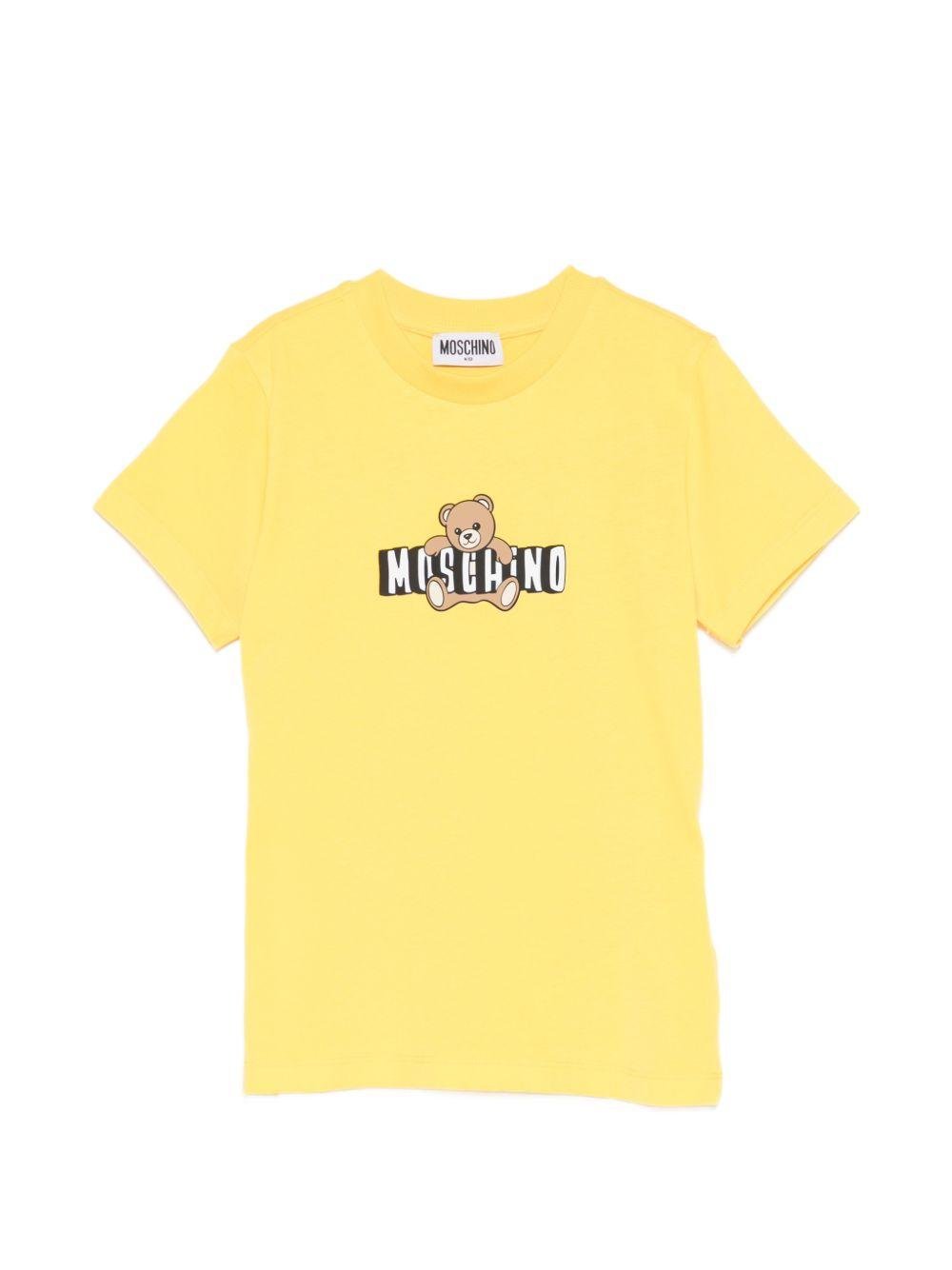 T-shirt da bambino Moschino Kids gialla con stampa logo - Rubino Kids