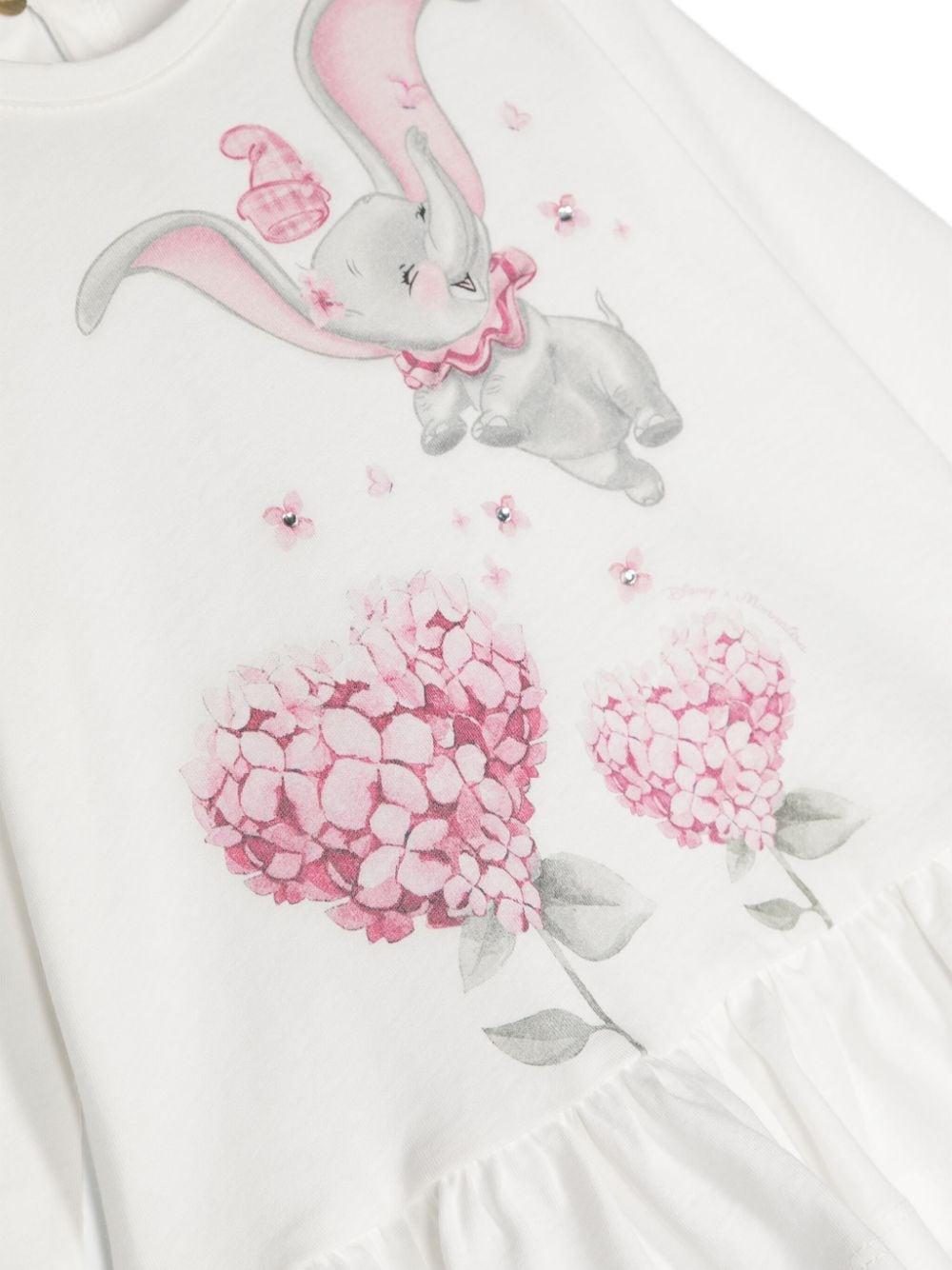 T-shirt Dumbo x Disney per neonata Monnalisa bianca con giricollo - Rubino Kids