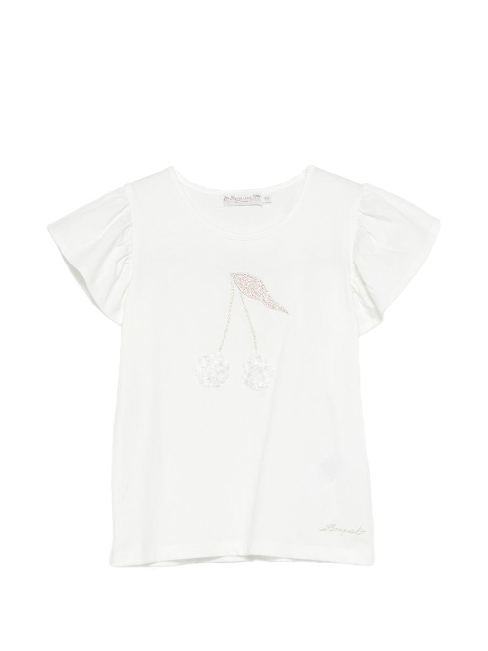 T-shirt Emila per bambina Bonpoint bianca con ruches - Rubino Kids