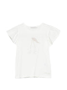 T-shirt Emila per bambina Bonpoint bianca con ruches - Rubino Kids
