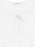 T-shirt Emila per bambina Bonpoint bianca con ruches - Rubino Kids