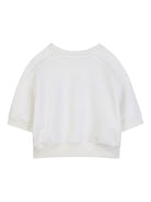 T-shirt girocollo per bambina Chloé Kids bianca con applicazione logo - Rubino Kids