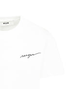T-shirt in cotone con stampa per bambino MSGM Kids bianco con girocollo - Rubino Kids