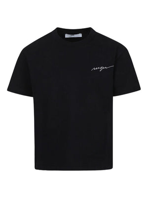 MSGM Kids black printed cotton T-shirt with straight hem for boys