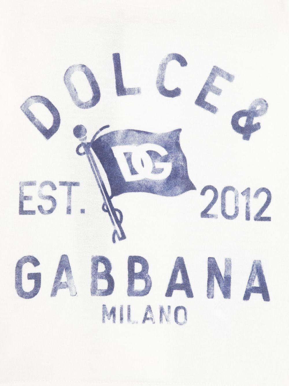 T-shirt in jersey con logo per neonato Dolce & Gabbana Kids bianco con orlo dritto - Rubino Kids