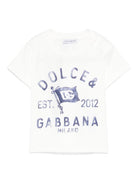 T-shirt in jersey con logo per neonato Dolce & Gabbana Kids bianco con orlo dritto - Rubino Kids