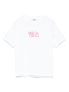 T-shirt in jersey per bambina MSGM Kids bianco con stampa logo - Rubino Kids