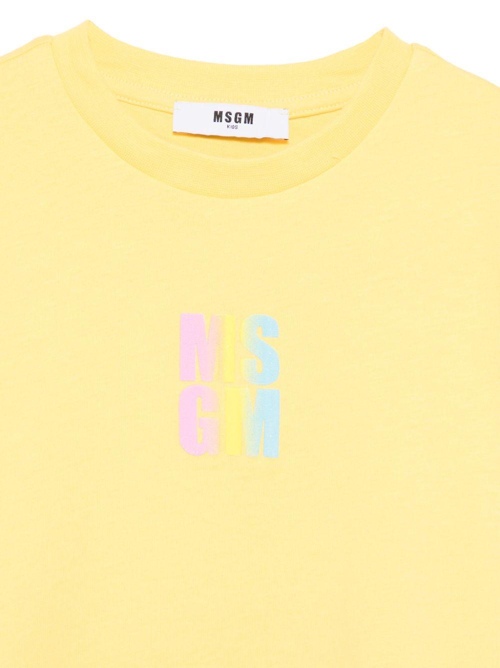 T-shirt in jersey per bambina MSGM Kids giallo con orlo dritto - Rubino Kids