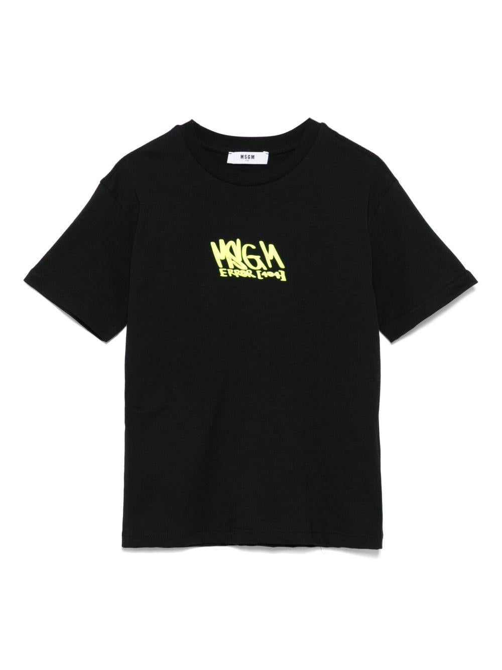 T-shirt in jersey per bambino MSGM Kids nero con girocollo - Rubino Kids