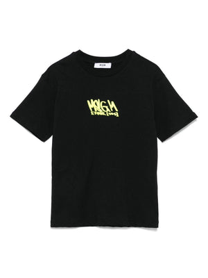 T-shirt in jersey per bambino MSGM Kids nero con girocollo