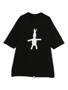 T-shirt Jumbo per bambino Rick Owens Kids nera con stampa grafica coniglio - Rubino Kids