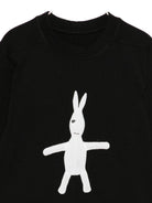 T-shirt Jumbo per bambino Rick Owens Kids nera con stampa grafica coniglio - Rubino Kids