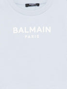 T-shirt per bambina balmain Kids azurra con stampa logo - Rubino Kids