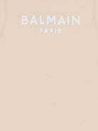 T-shirt per bambina Balmain Kids beige con logo stampato sul davanti - Rubino Kids