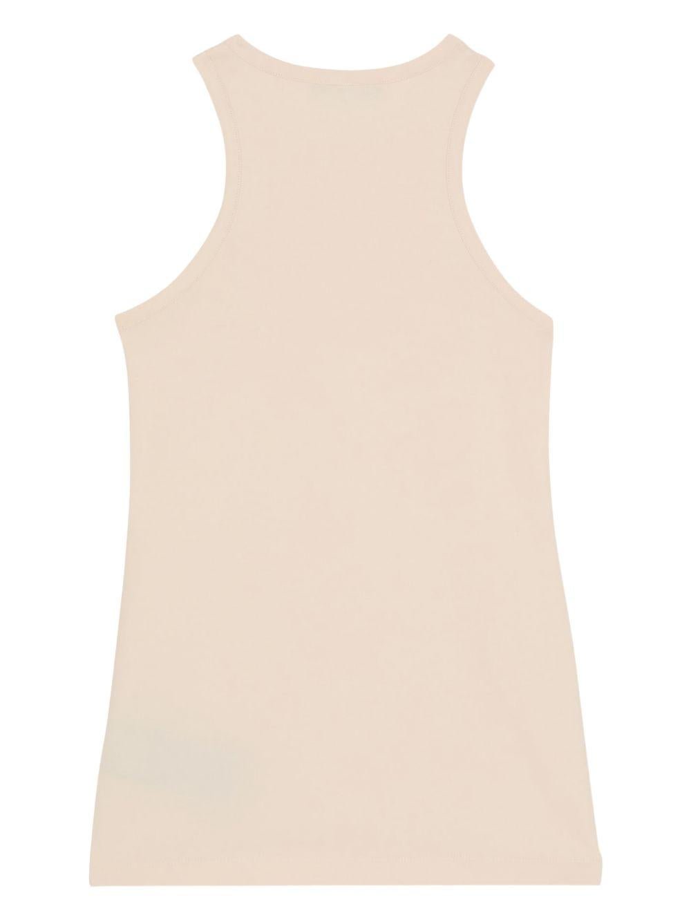 T-shirt per bambina Balmain Kids beige con logo stampato sul davanti - Rubino Kids