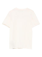 T-shirt per bambina Balmain Kids beige con ricamo logo e abbottonatura - Rubino Kids