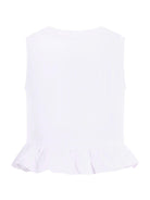 T-shirt per bambina Balmain Kids bianca con dettaglio ruches - Rubino Kids