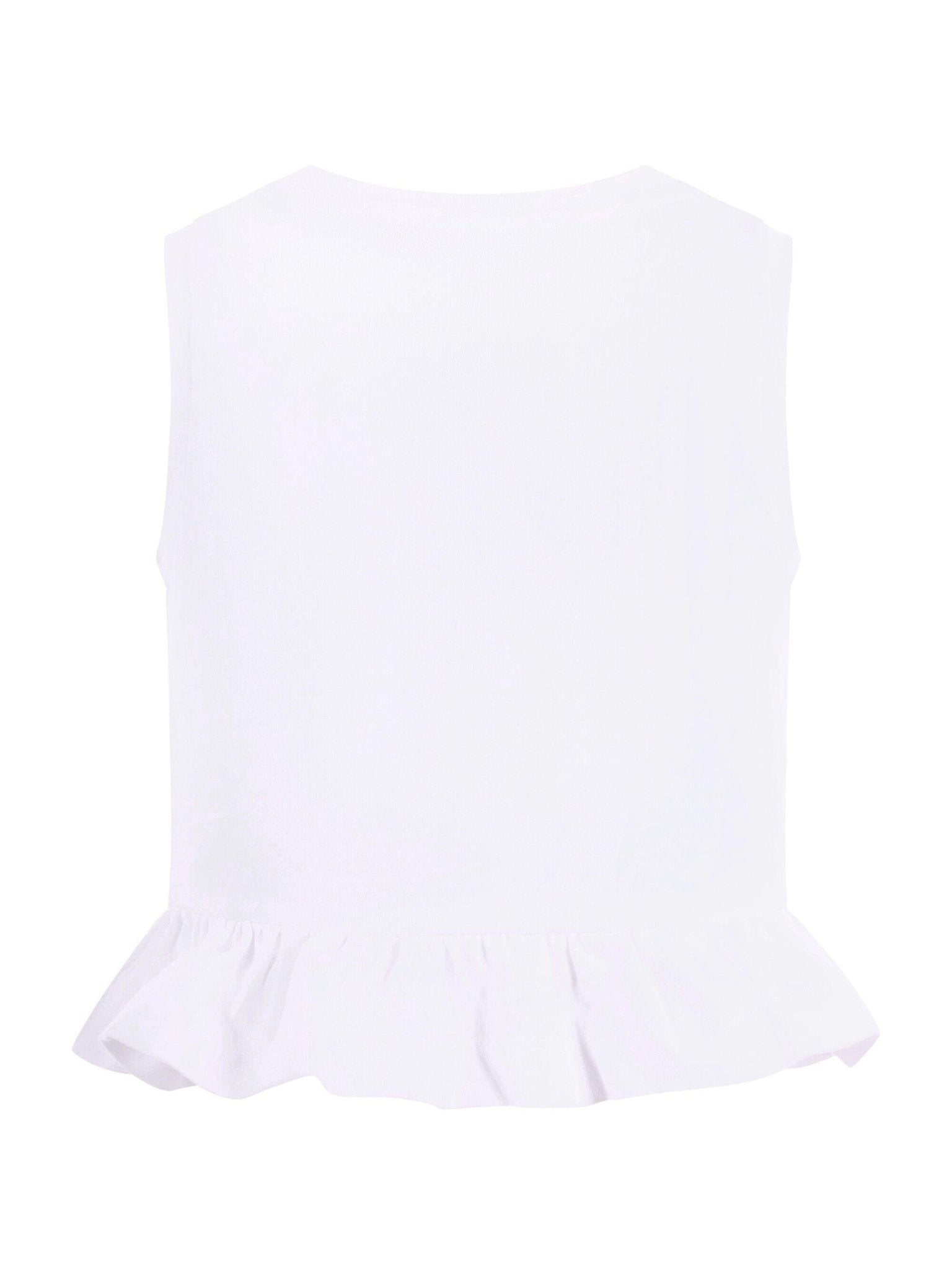 T-shirt per bambina Balmain Kids bianca con dettaglio ruches - Rubino Kids