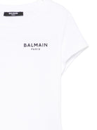 T-shirt per bambina Balmain Kids bianca con logo sul davanti - Rubino Kids