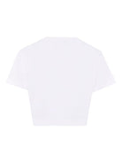 T-shirt per bambina Balmain Kids bianca con stampa con logo e scollo rotondo - Rubino Kids