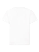 T-shirt per bambina Balmain Kids bianco con decorazione logo con strass - Rubino Kids