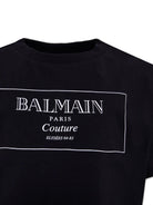 T-shirt per bambina Balmain Kids nera con stampa con logo e scollo rotondo - Rubino Kids