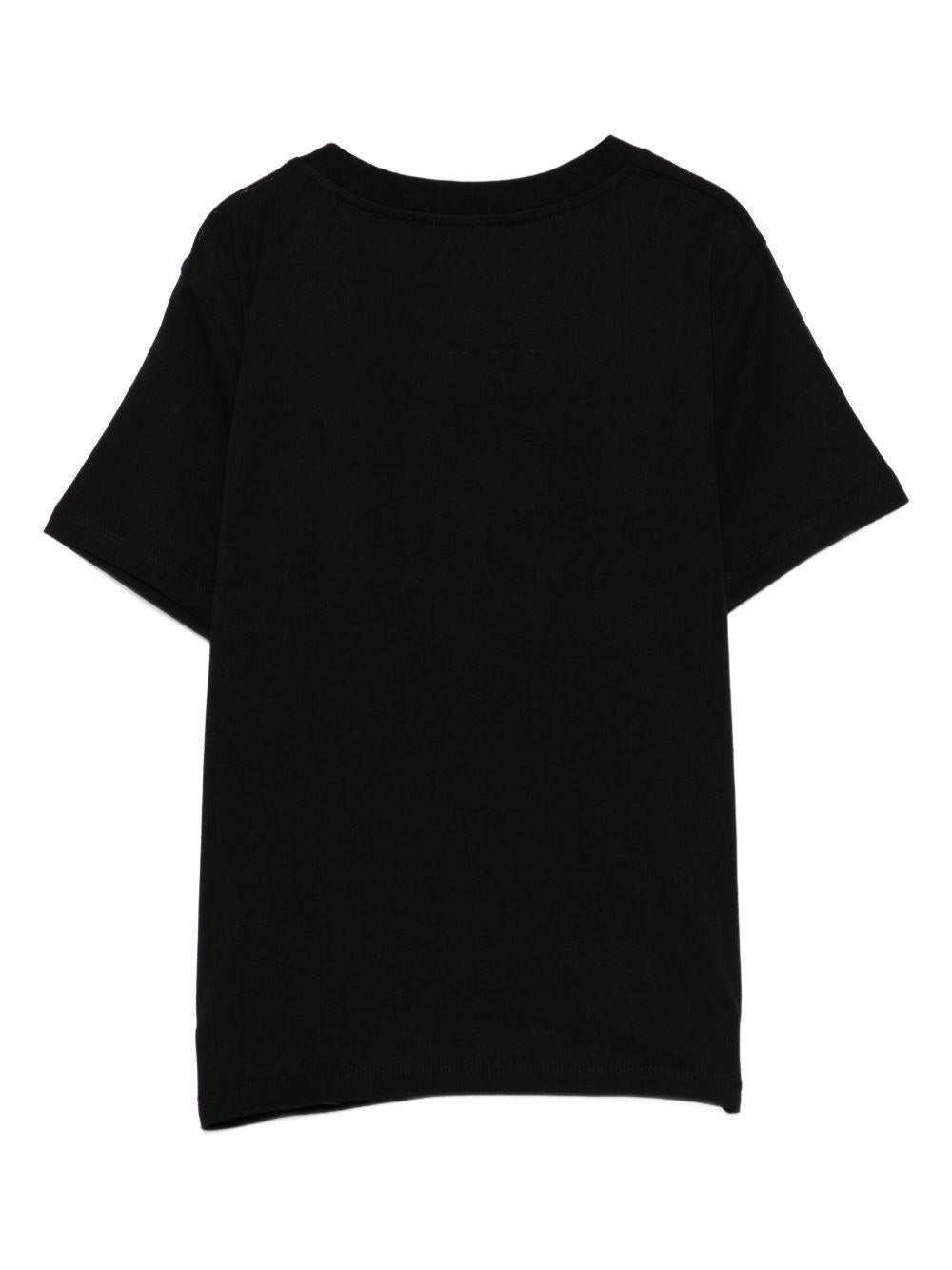 T-shirt per bambina Balmain Kids nero con ricamo logo e abbottonatura - Rubino Kids