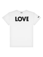 T shirt per bambina bianca Moschino con stampa LOVE nera - Rubino Kids