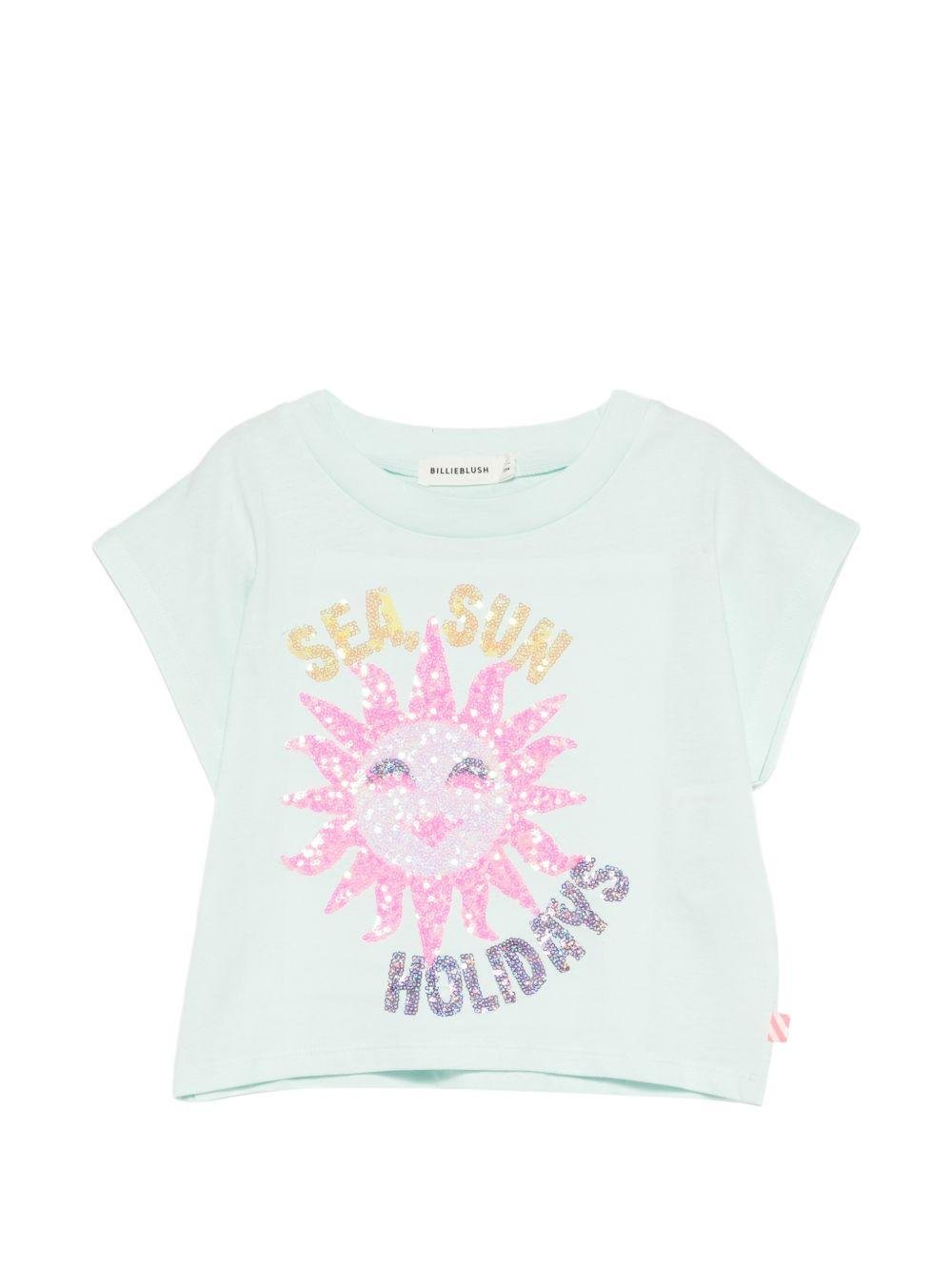 T-shirt per bambina Billieblush azzurra con stampa grafica - Rubino Kids