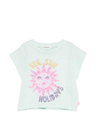 T-shirt per bambina Billieblush azzurra con stampa grafica - Rubino Kids