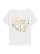 T-shirt per bambina Billieblush bianca con stampa fiori - Rubino Kids