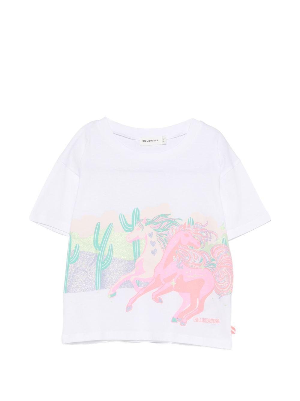 T-shirt per bambina Billieblush bianca con stampa grafica - Rubino Kids