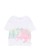 T-shirt per bambina Billieblush bianca con stampa grafica - Rubino Kids