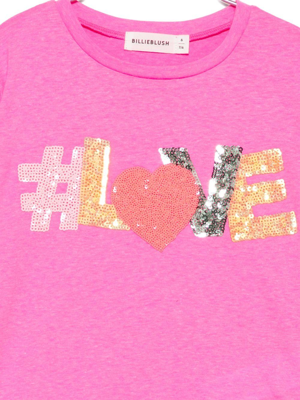 T-shirt per bambina Billieblush fucsia con decorazioni con paillettes - Rubino Kids