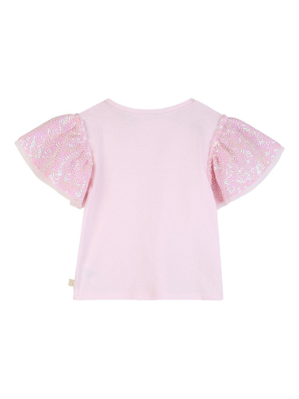 T-shirt per bambina Billieblush rosa con decorazione con paillettes - Rubino Kids