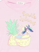 T-shirt per bambina Billieblush rosa con stampa grafica - Rubino Kids